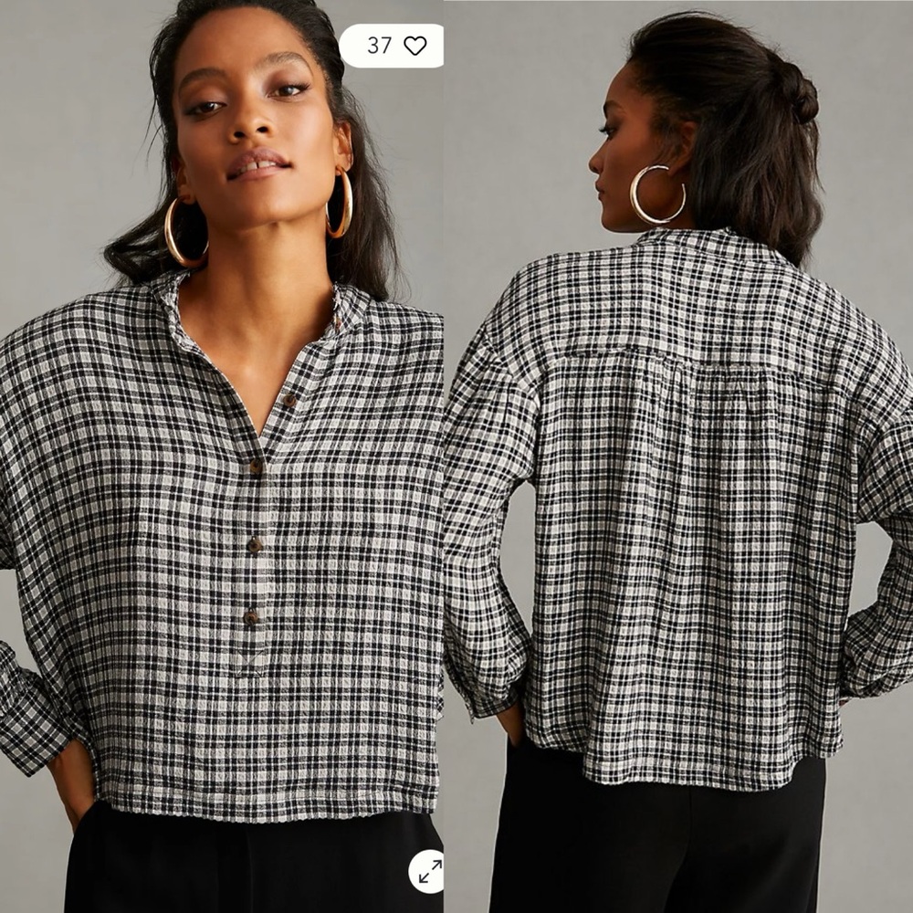 Anthropologie Pilcro‎ Crop Puff-Sleeve Blouse size Medium